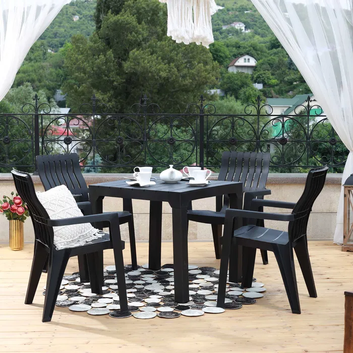 Стул садовый с подлокотниками Rattan CHICAGO из пластика